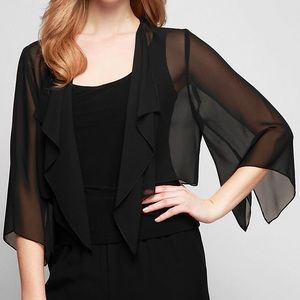 COPY - Open-front short chiffon bolero with hanky hem